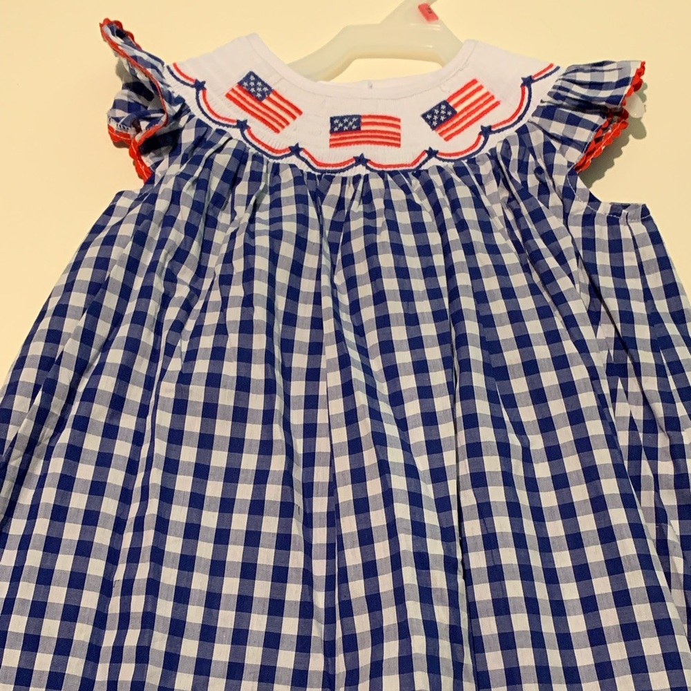 Red, White and Blue Patriotic Smocked Dress Size 5
